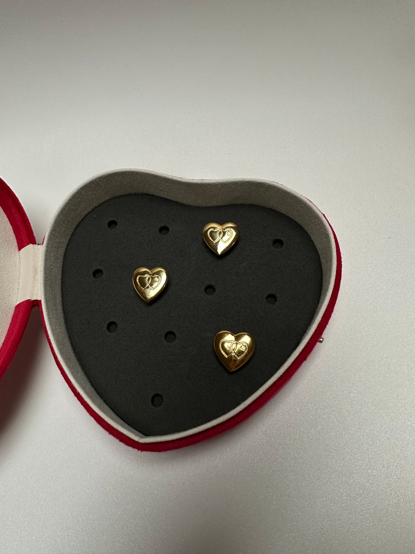 Gold Heart Pin Badge Collection Box