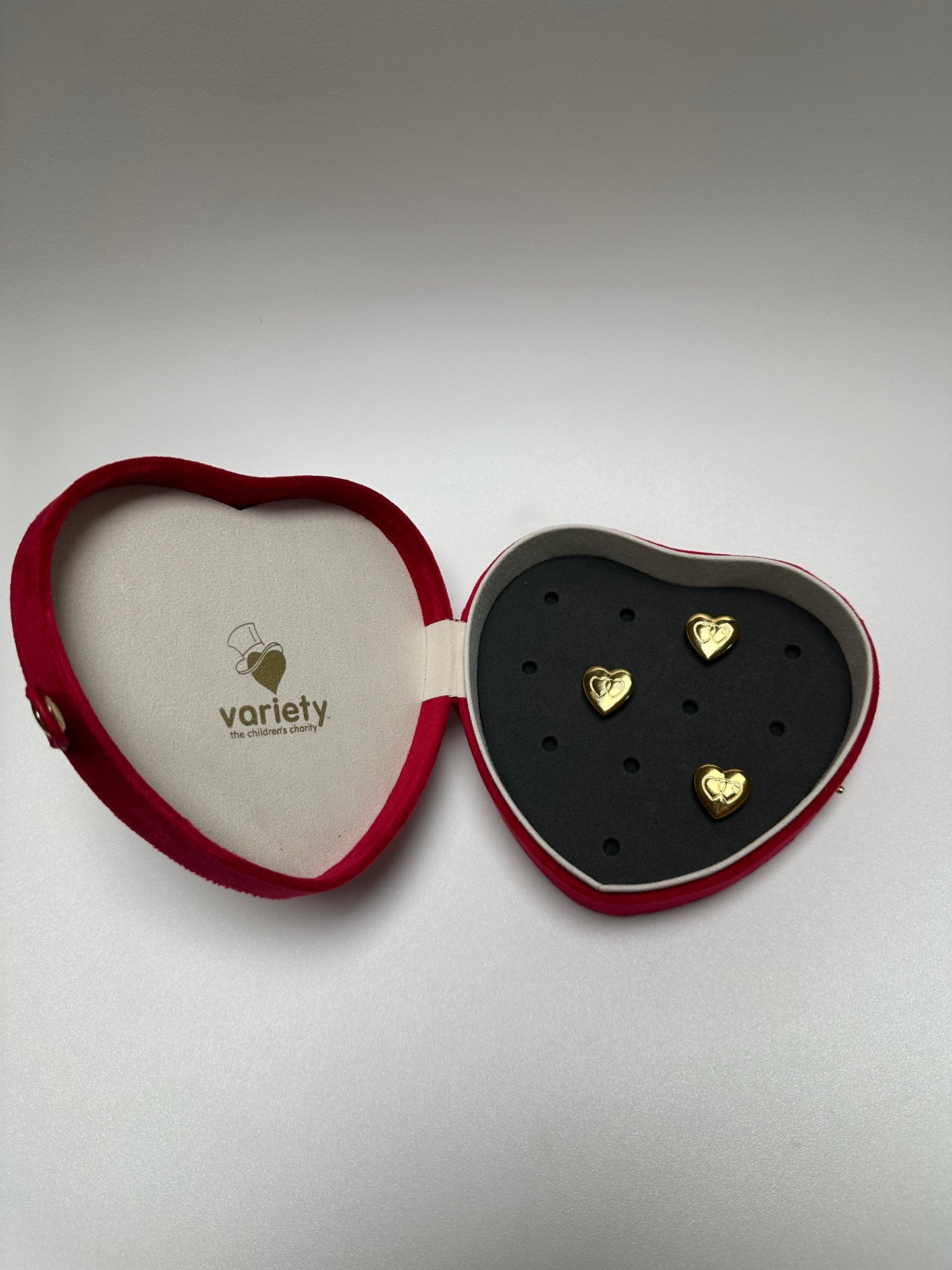 Gold Heart Pin Badge Collection Box
